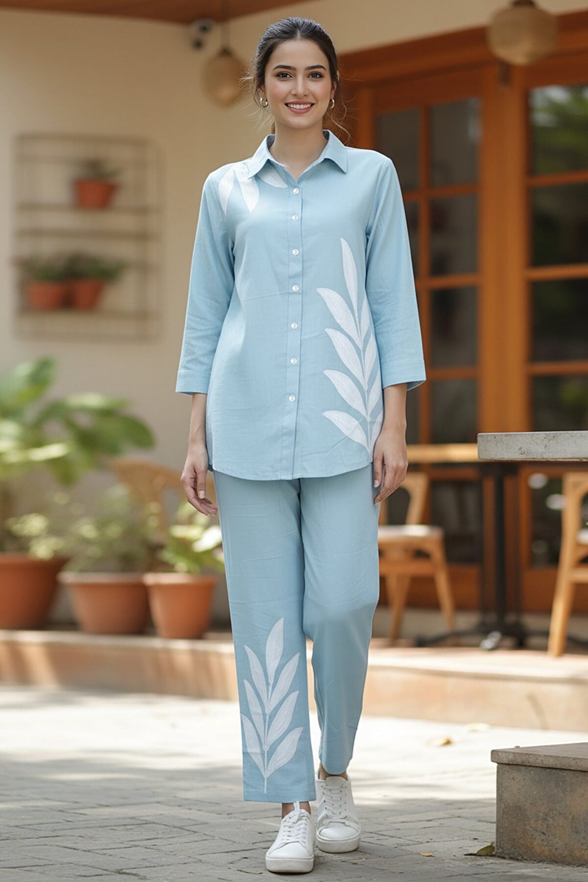 Easy Breezy Blue Linen Cotton Co-ord Set