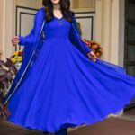 Eletric Blue Mirror Anarkali Set