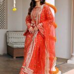 Red Jacquard Kurta Set