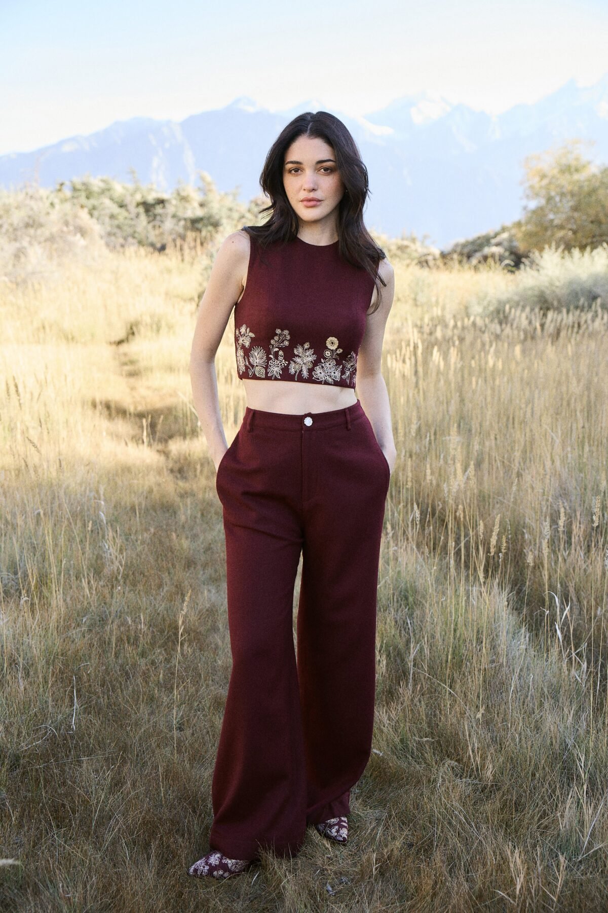 Barot Woollen Crop Top and Laha Woollen Pants