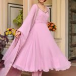 Lavender Handwork Georgette Anarkali Set