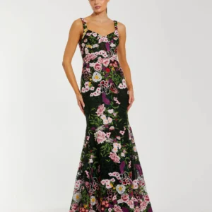 Floral Embroidered Mermaid Gown