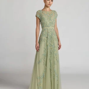 Embellished Cap Sleeve Gown