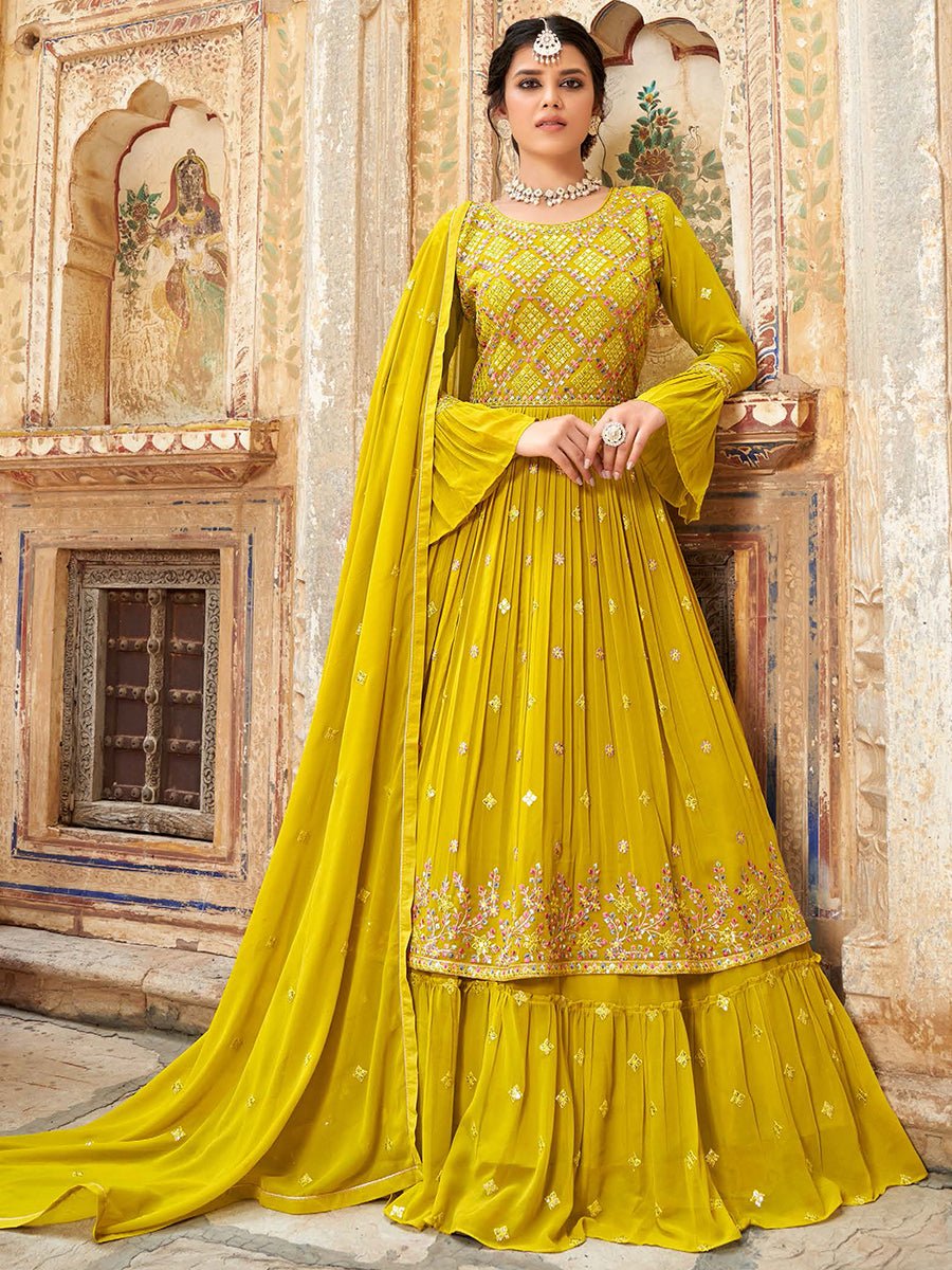 Mustard Yellow Designer Georgette Salwar kameez