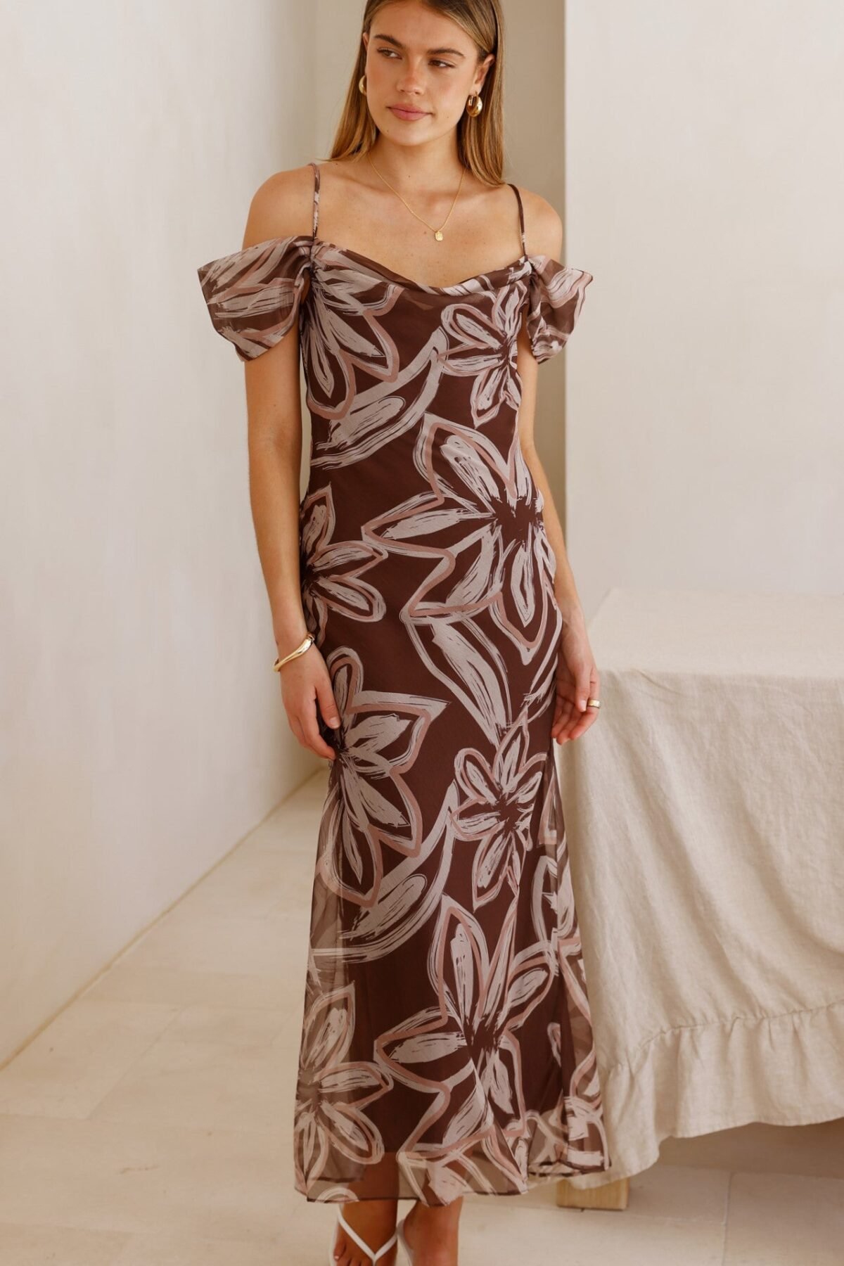 Adrianna Maxi Dress - Brown Floral