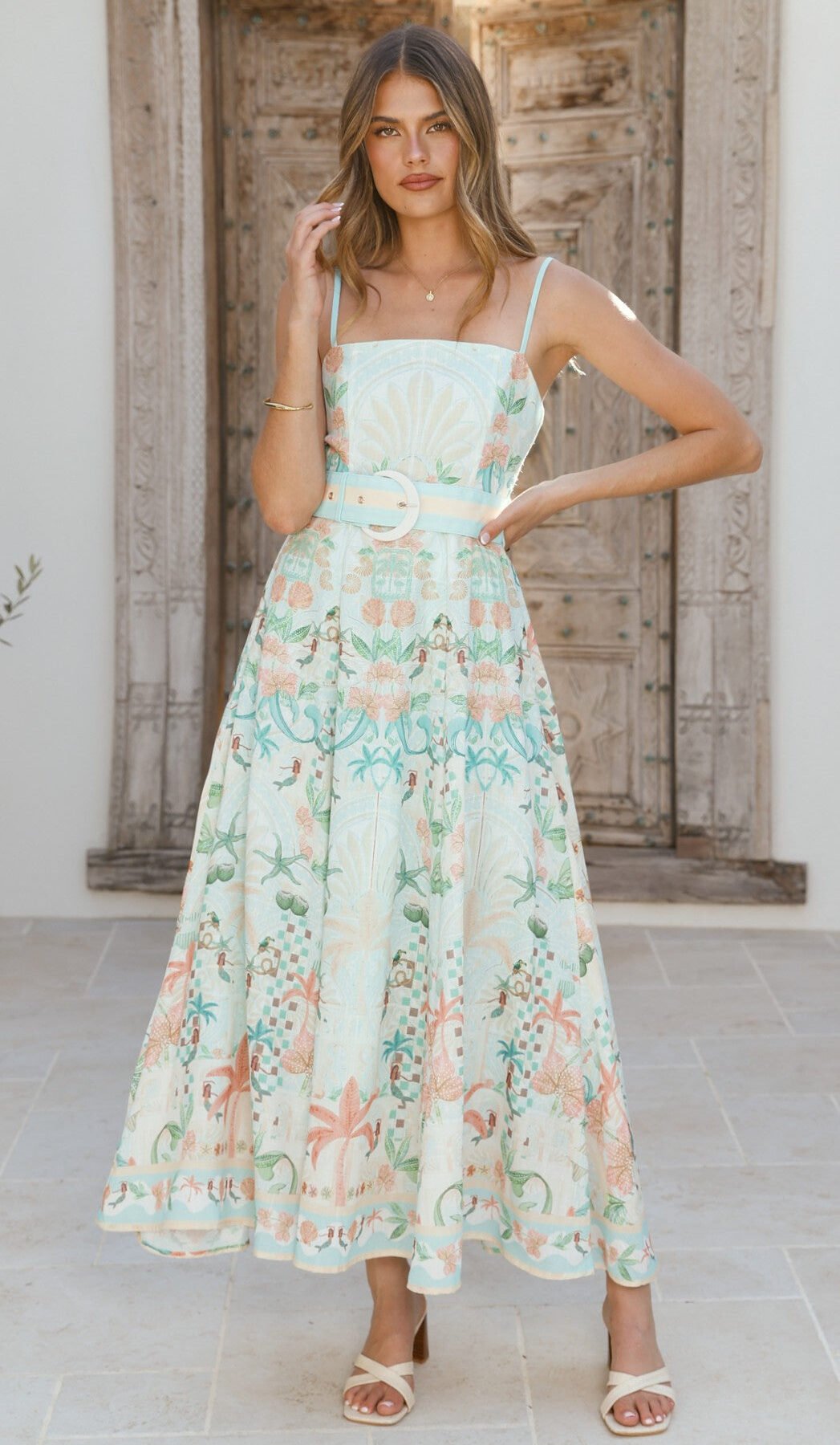 Nellie Midi Dress - Aqua Aurora Print