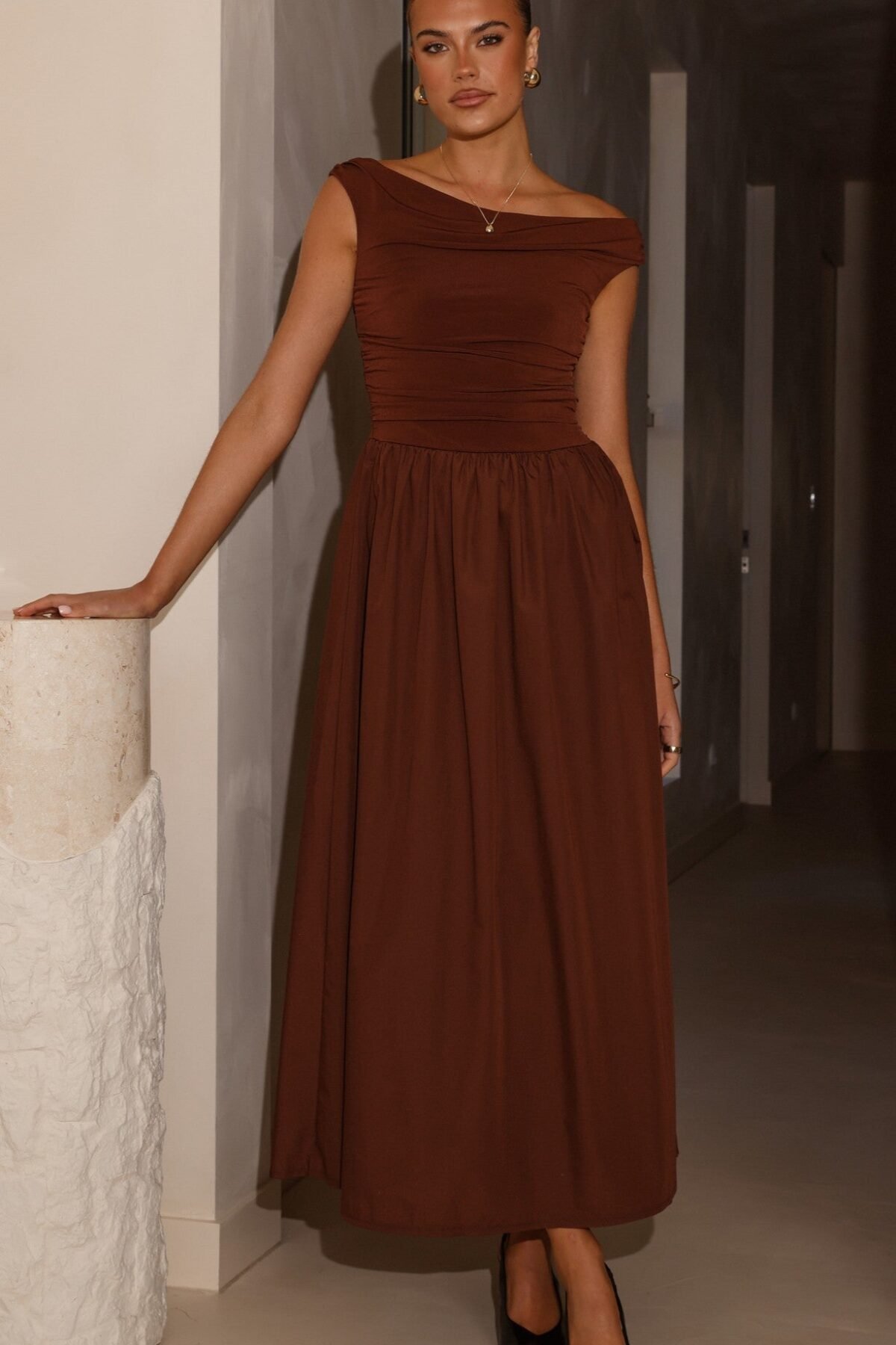 Immy Midi Dress - Brown