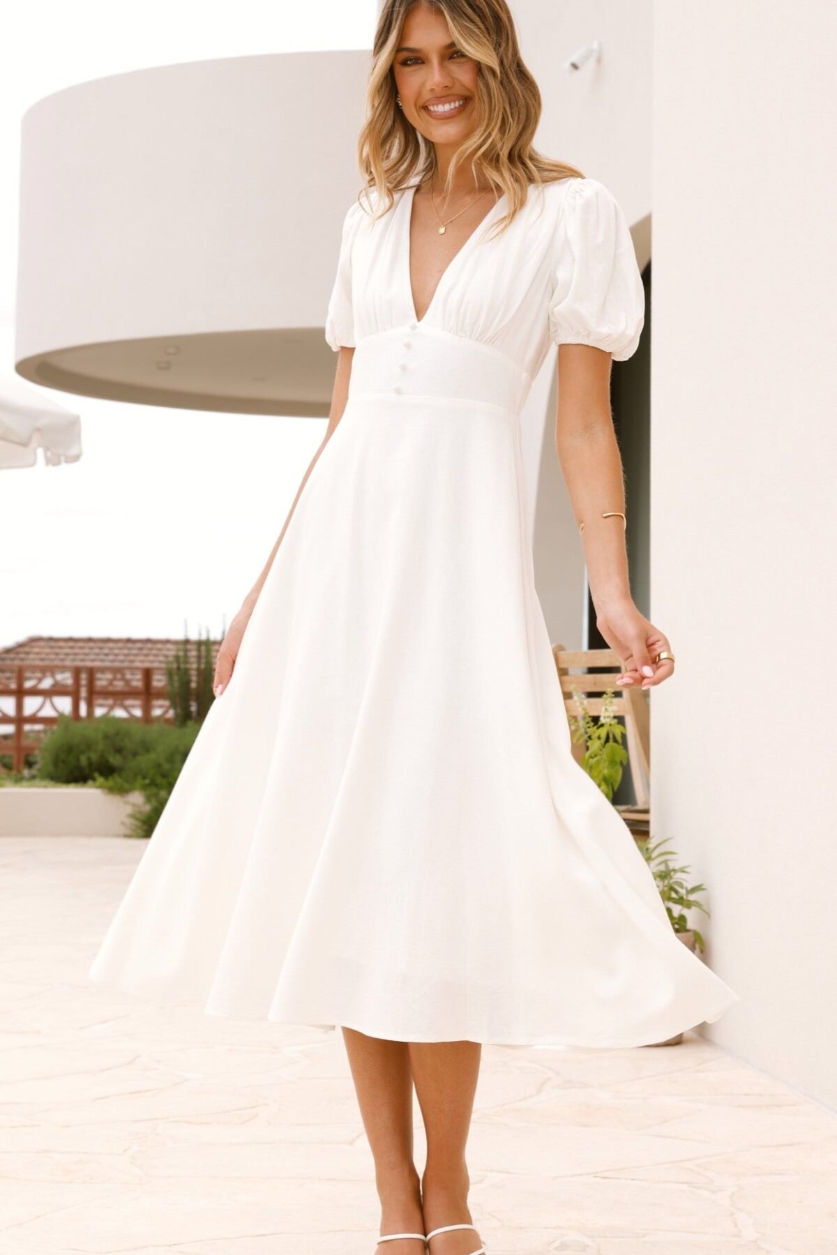Melea Midi Dress - White
