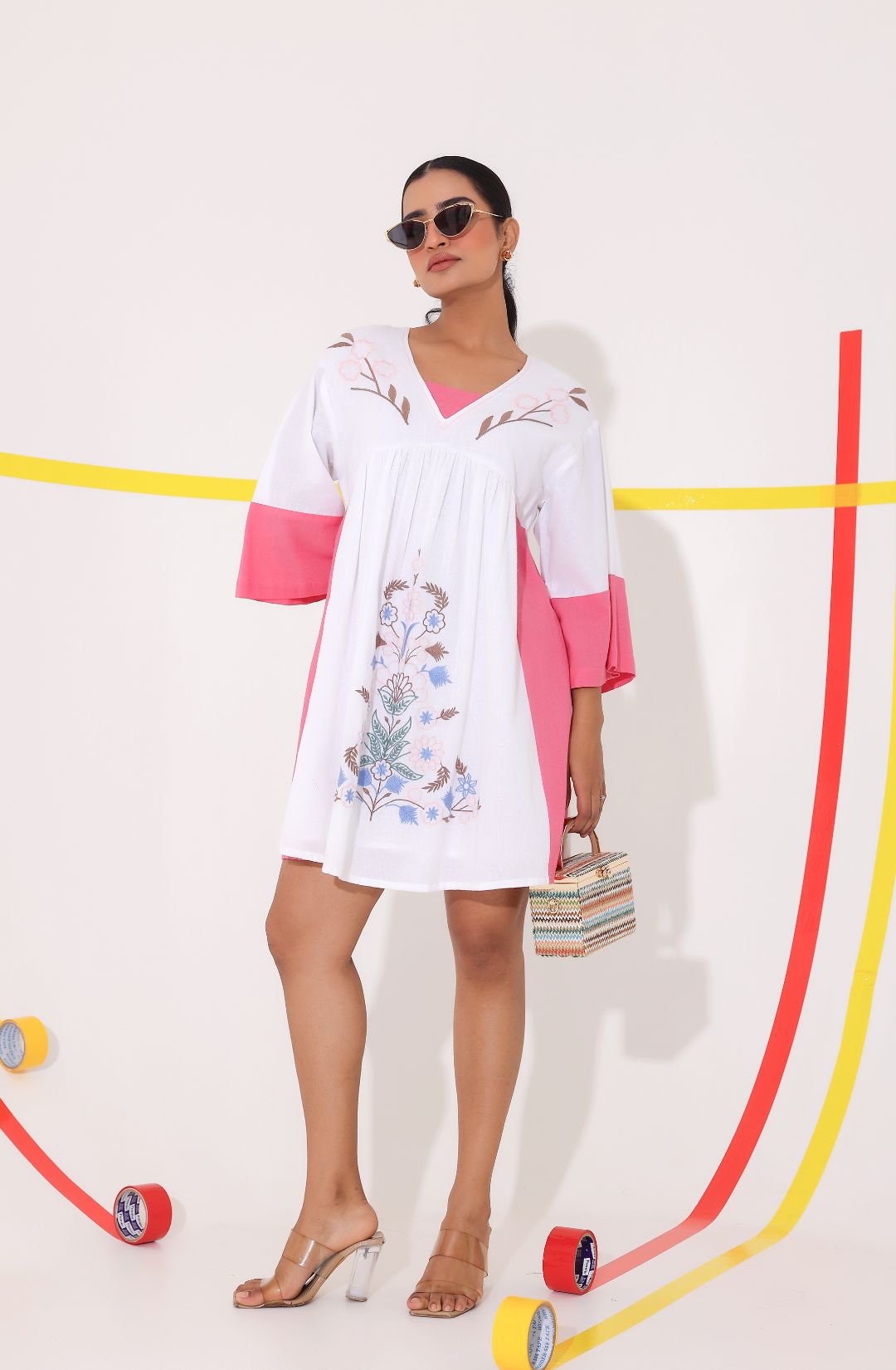 Open Sleeves Flare Mini Dress