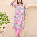 Blue Floral Digital Print Co-Ord Set