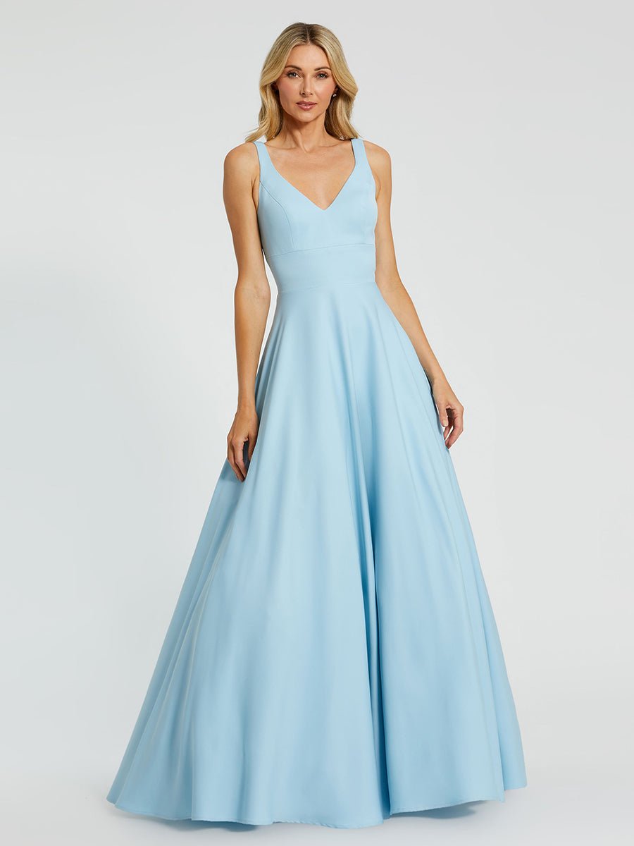 Blue Classic Sleeveless A-Line Ballgown with Pockets
