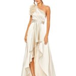 Pink Ruffled One Shoulder Cut Out Hi-Low Gown