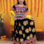 Fast Wear Embroidered Printed Cotton Chaniya Choli Dupatta  Set For Girls