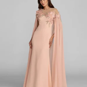 Pink Embellished Crepe Gown
