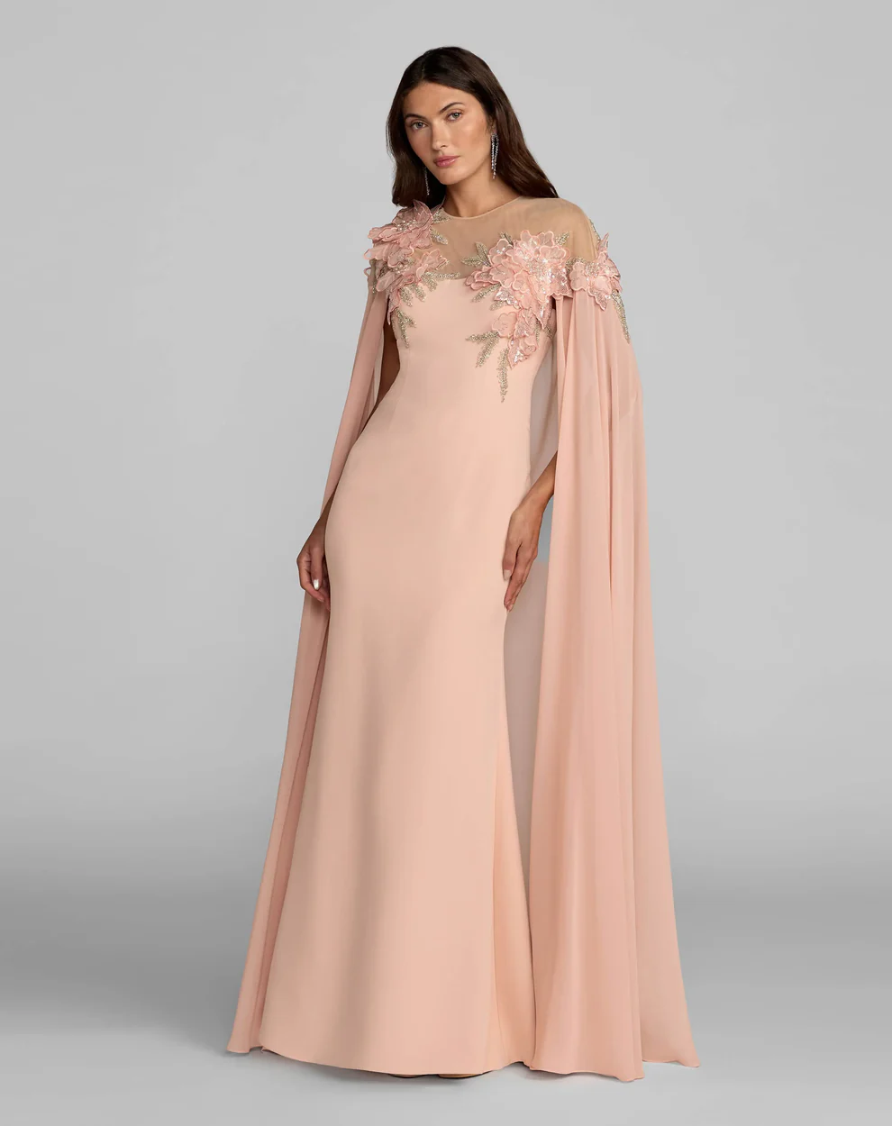 Pink Embellished Crepe Gown