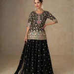 Black Chinon Embroidered Salwar Suit