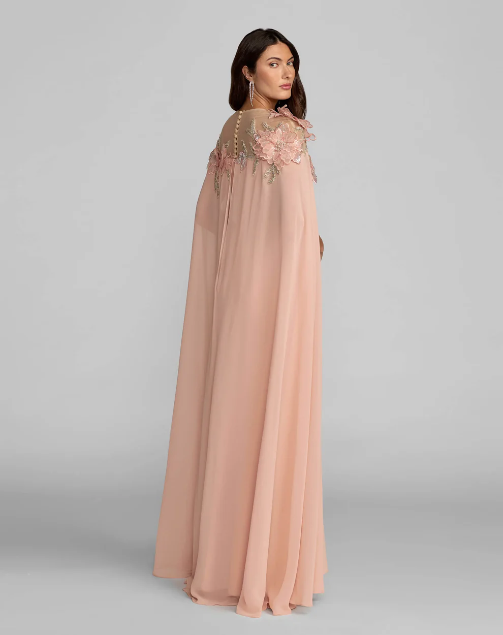 Pink Embellished Crepe Gown