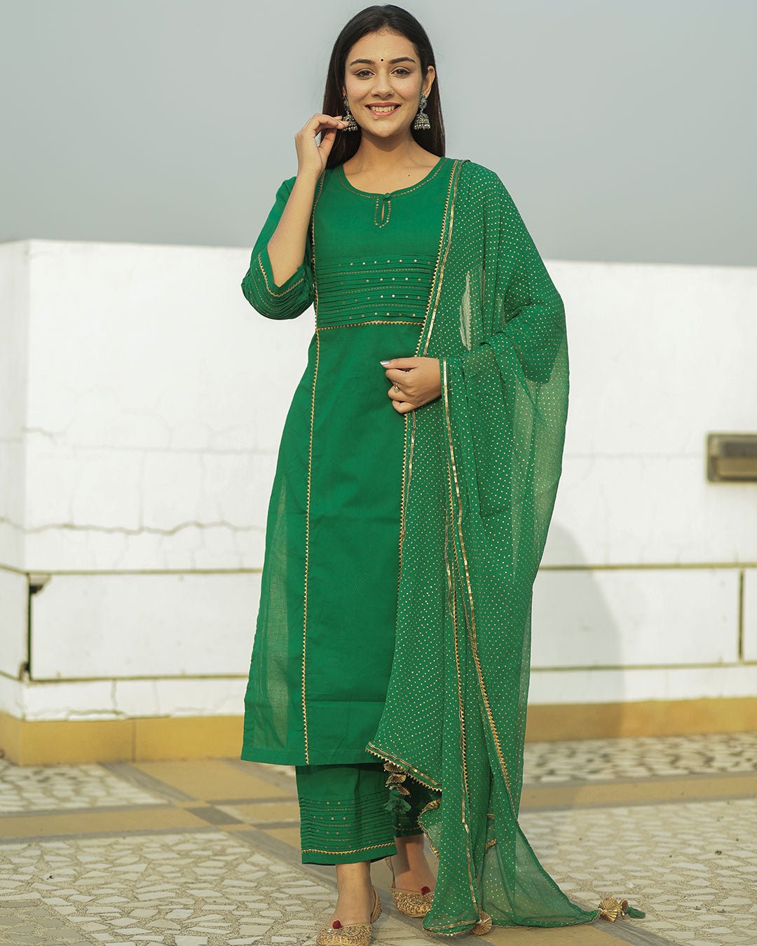 Basic Green Cotton Suit