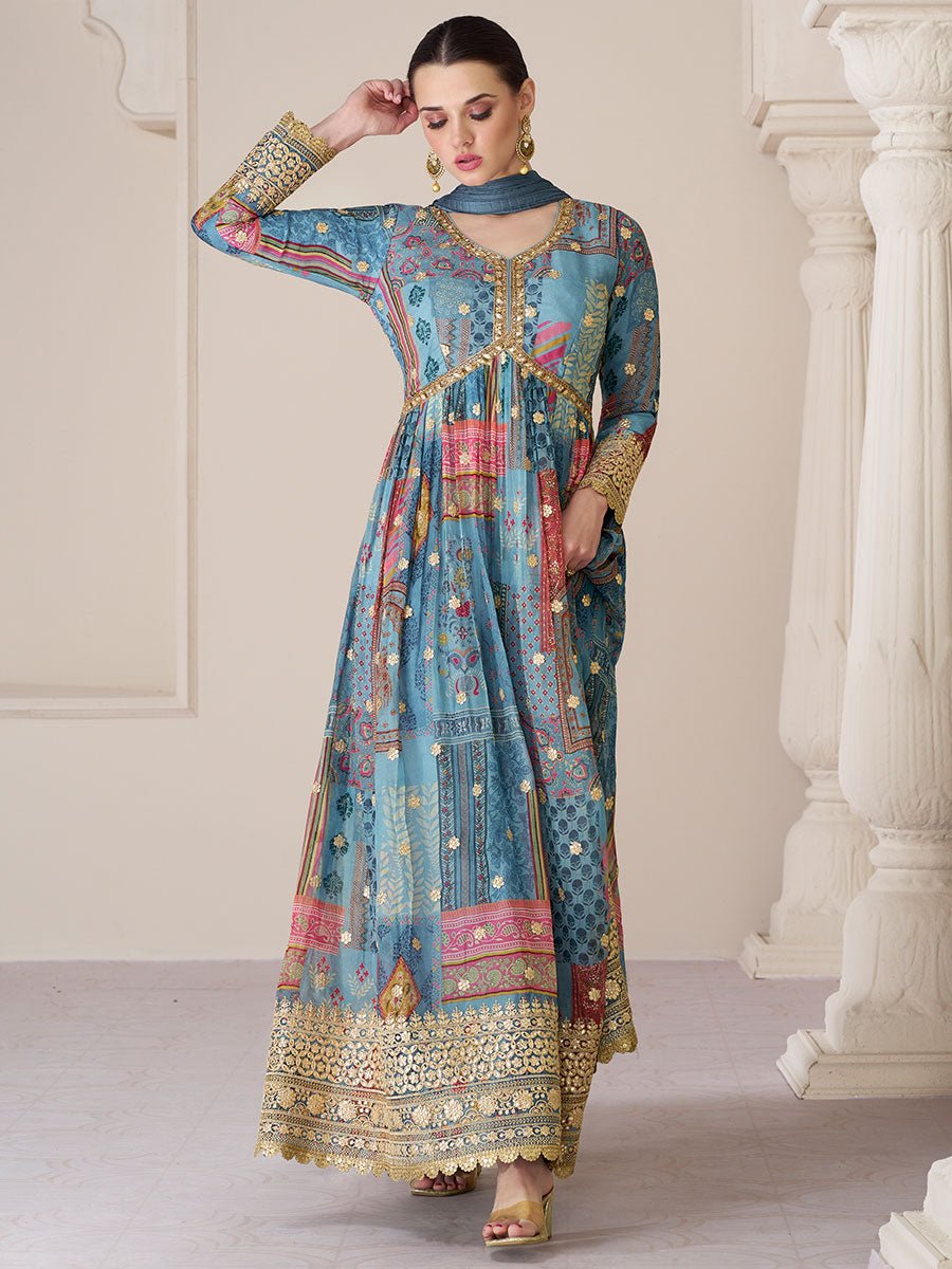Rabina Floral Organza Silk Salwar Suit
