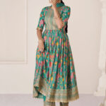 Rabina Green Floral Organza Silk Salwar Suit