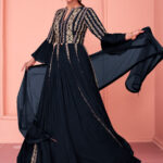 Dark Blue Designer Goergette Salwar Suit