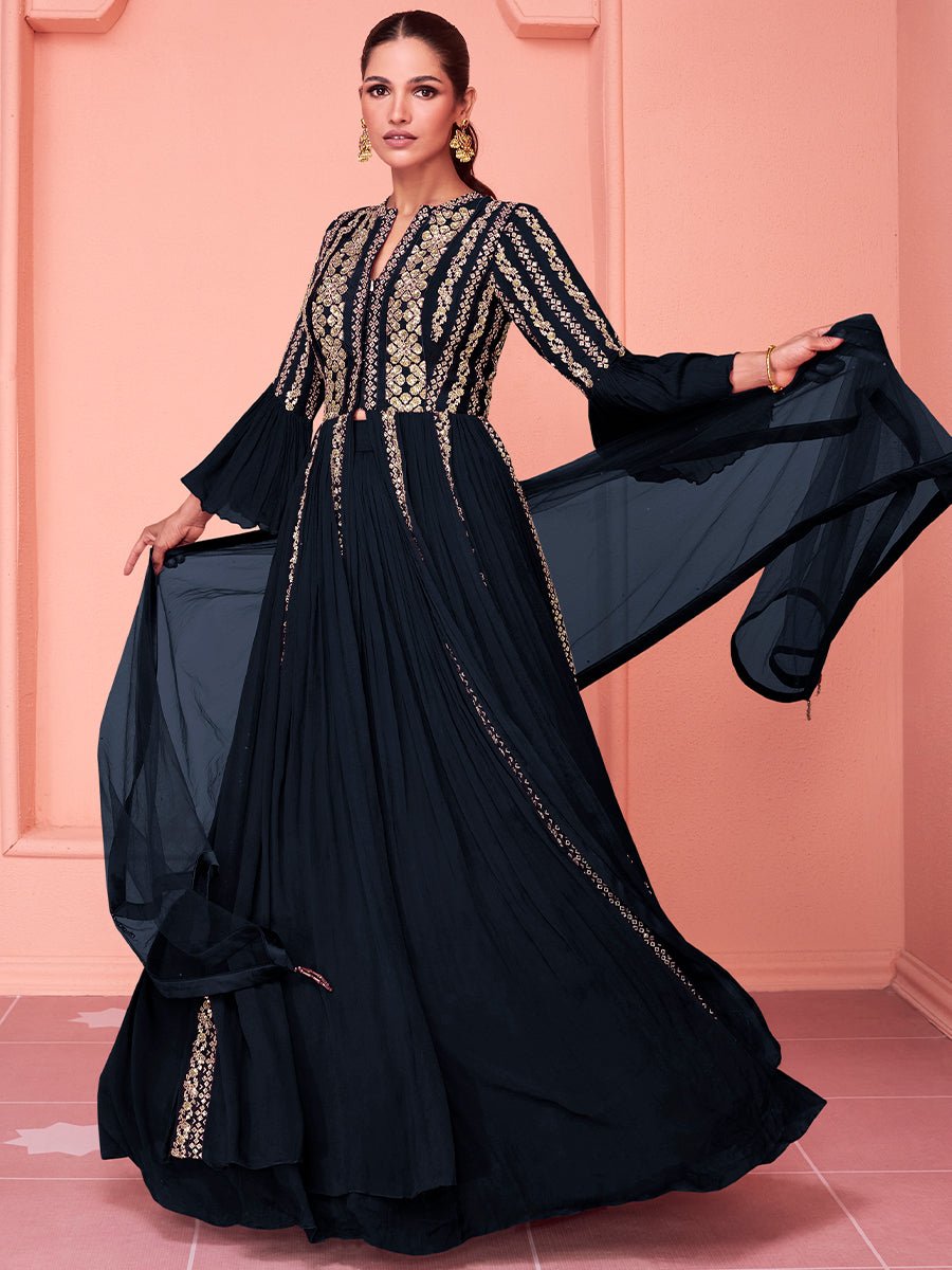 Dark Blue Designer Goergette Salwar Suit