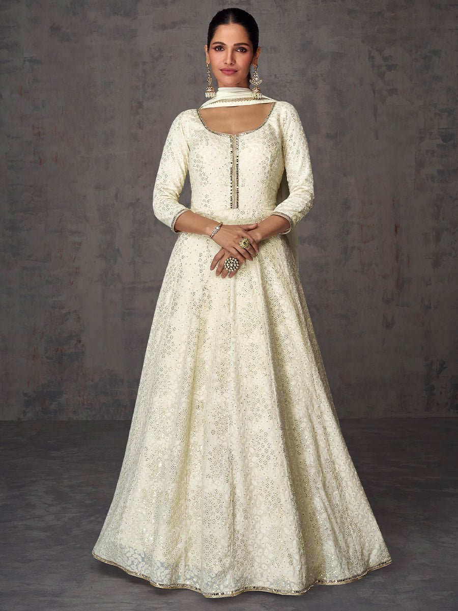 White Designer Georgette Salwar Kameez