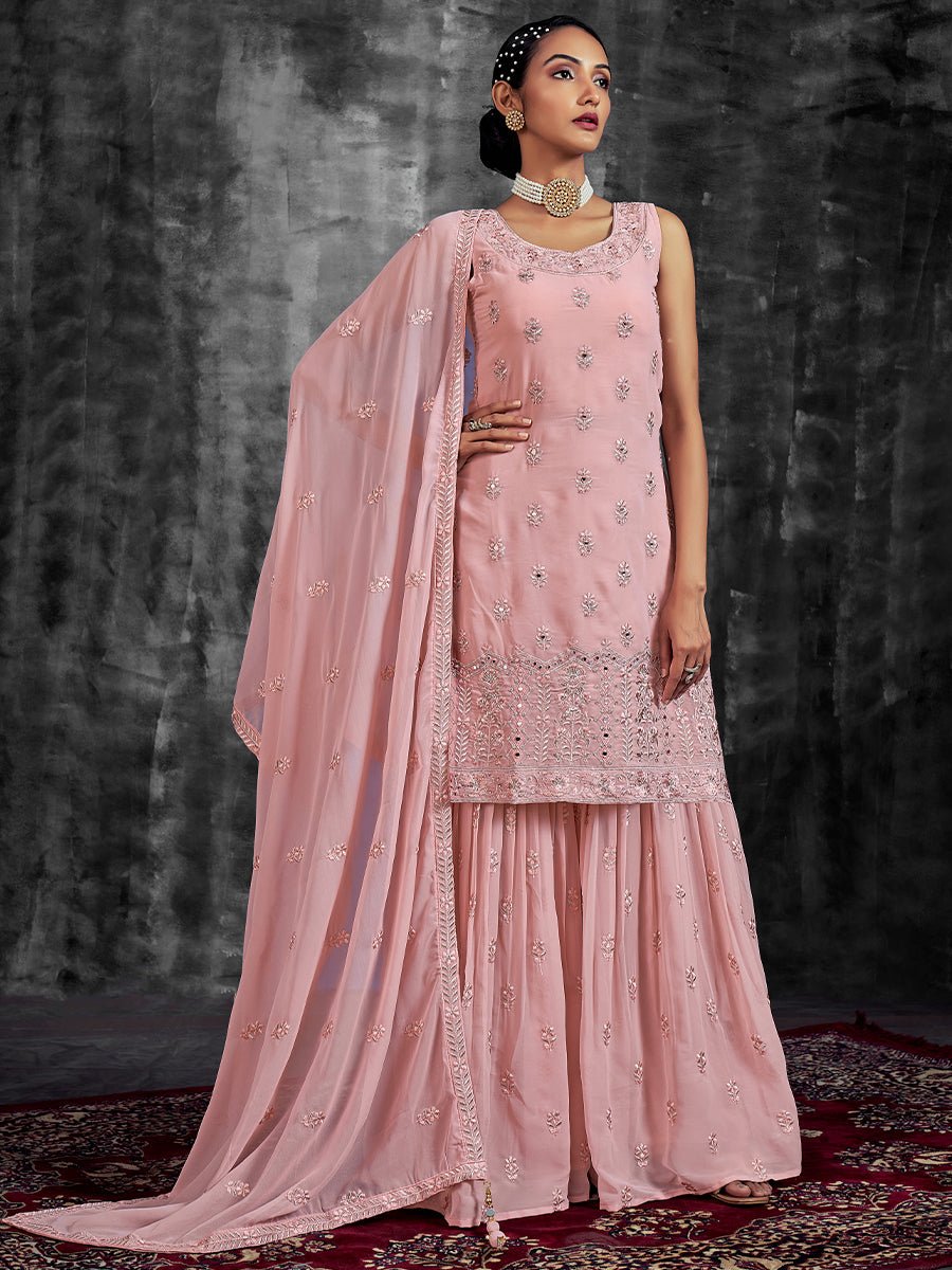 Pink Designer Georgette Salwaar Kameez