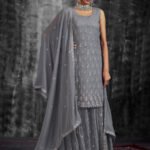 Grey Designer Georgette Salwaar Kameez