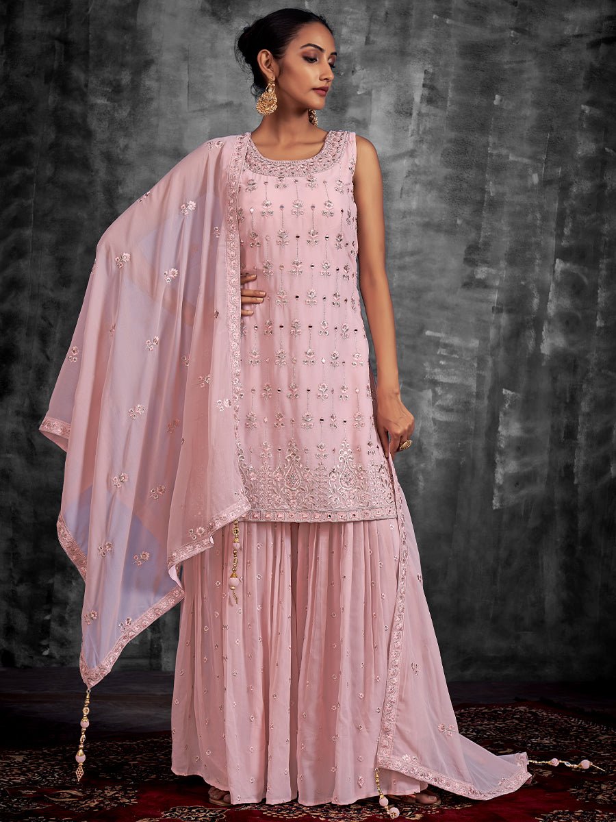 Pink Designer Georgette Salwaar Kameez