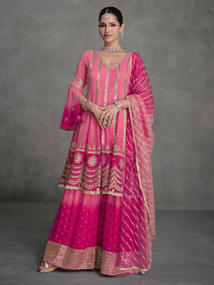 Ombre Pink Designer Georgette Salwar Suit