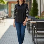 Black Handcrafted Embroidered Cotton Shirt