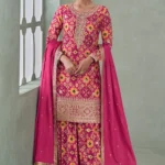 Pink Chinnon Silk Salwar Suit
