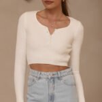 Lacy Long Sleeve Top - White