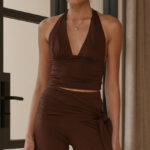 Sarki Halter Neck Crop Top - Chocolate