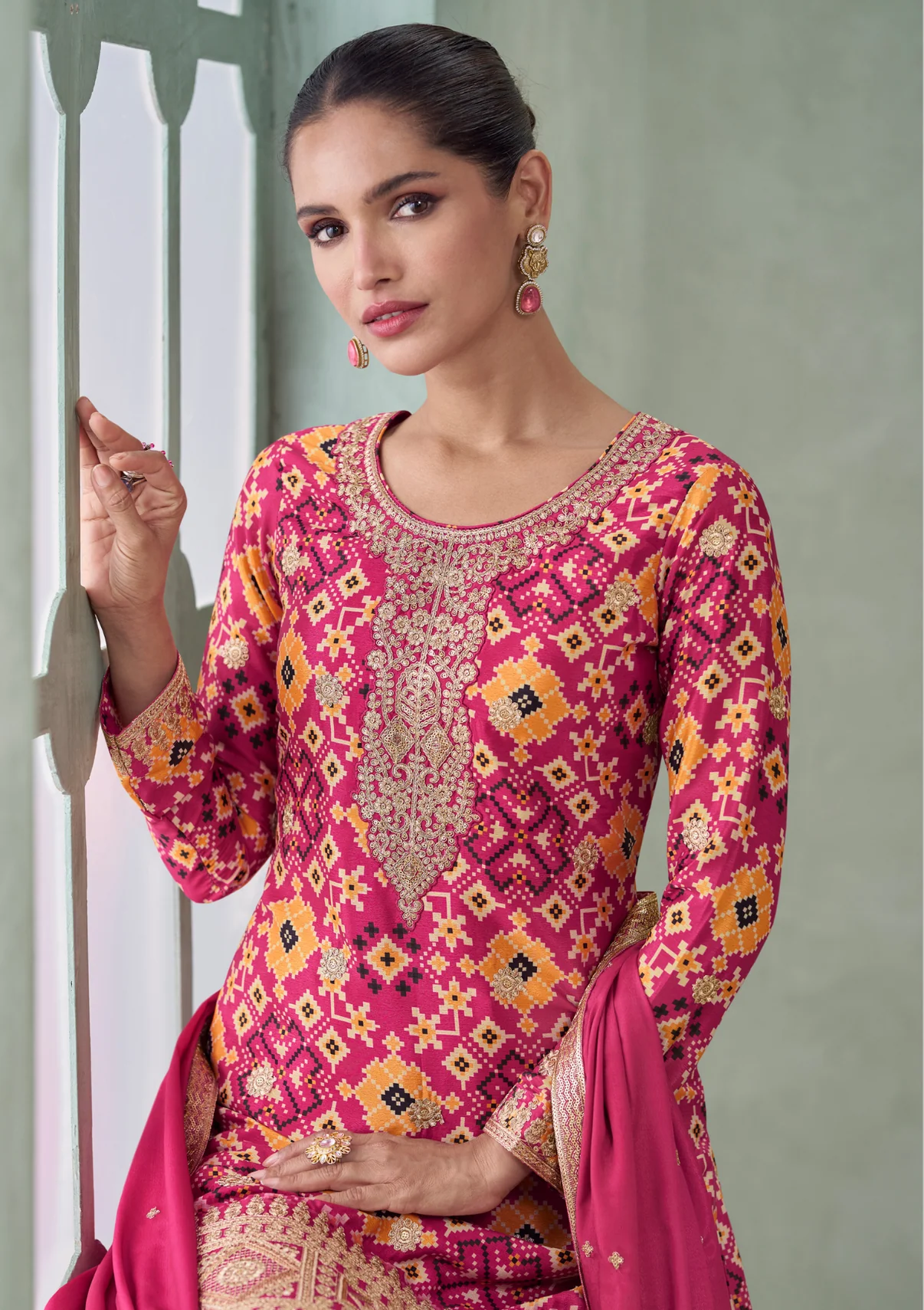 Pink Chinnon Silk Salwar Suit