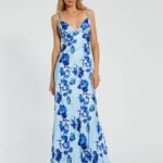 Blue Floral Print Cami Slip Dress