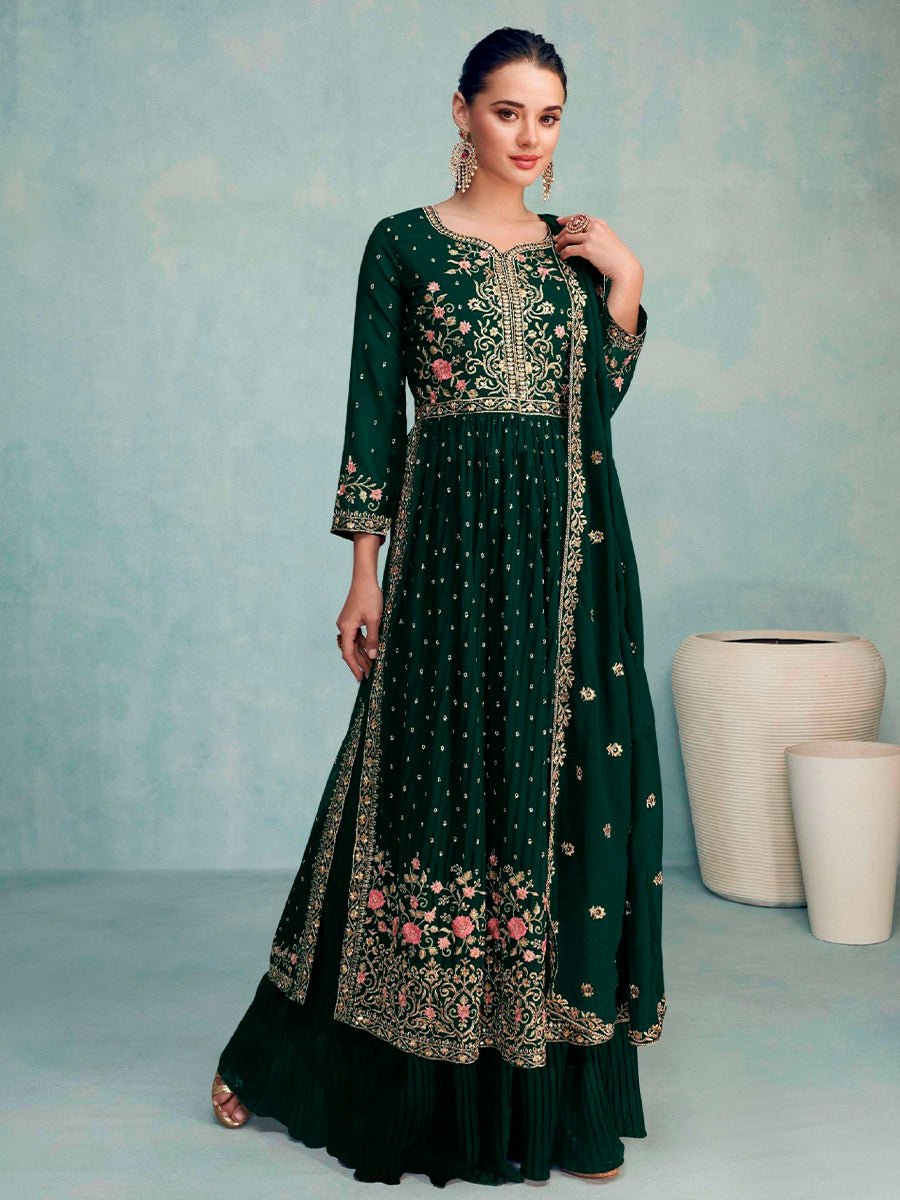 Natalie Green Designer Georgette Palazzo Suit