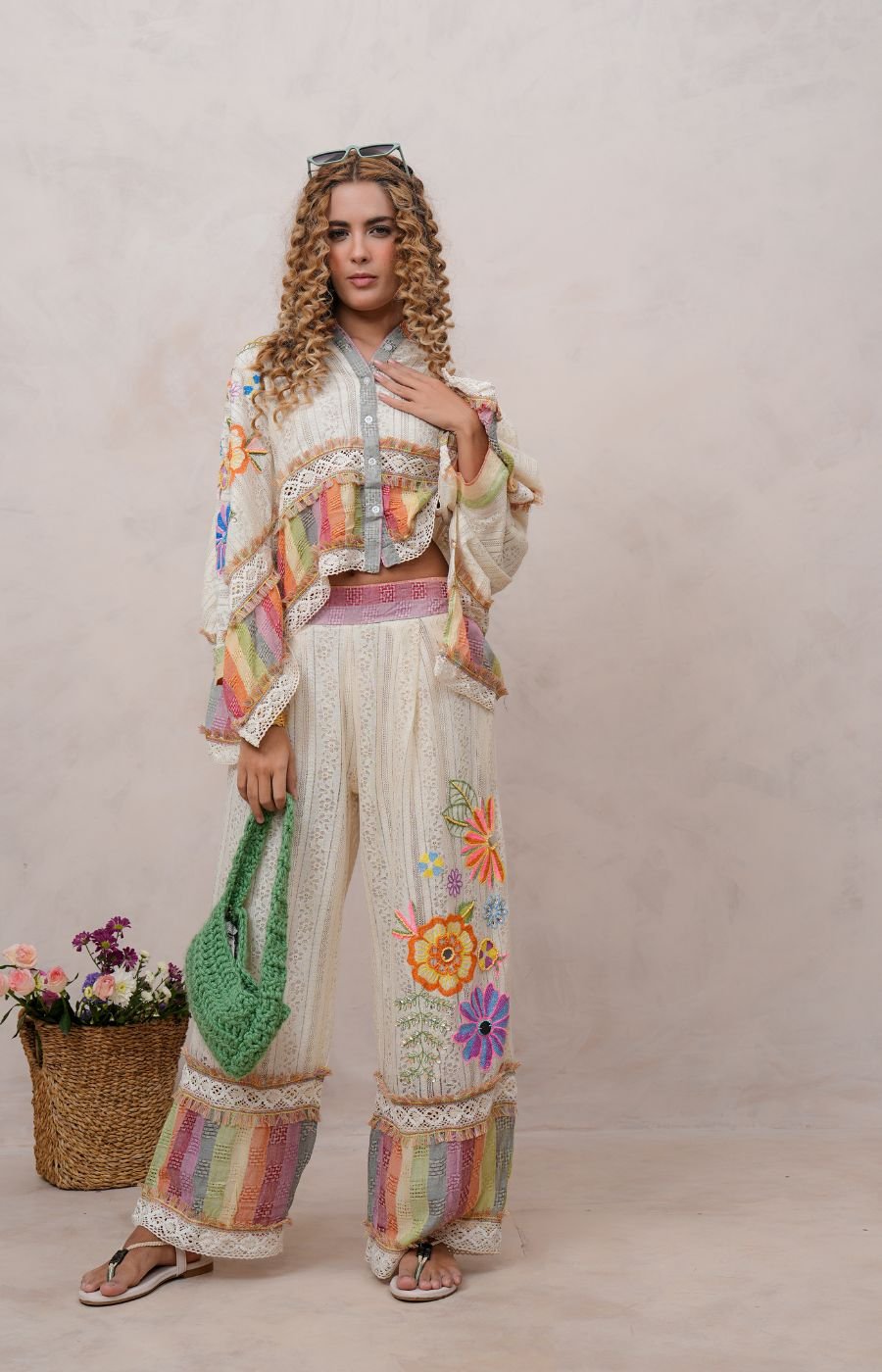 Women?s Multi-Color Cotton Embroidered Co-ord Set