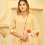 Butter Cream Chanderi Suit Set With Embroidered Dupatta
