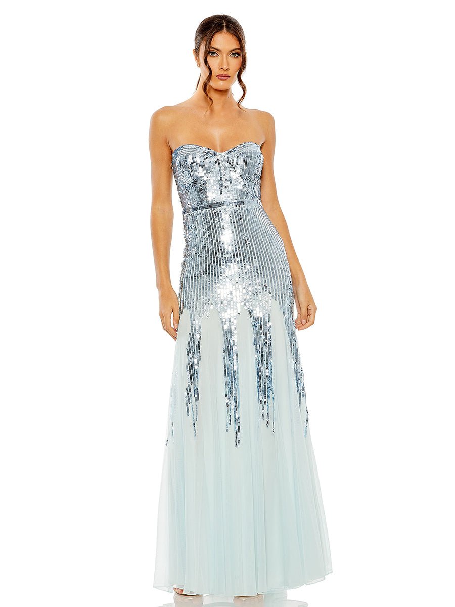 Sleeveless Sequin Mesh Gown