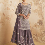 Eliana Purple Designer Georgette & Chinnon Palazzo Suit