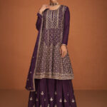 Sarah Purple & Gold Chinon Silk Salwar Suit