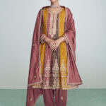 Satin Sheen Gold Designer Premium Silk Salwar Suit