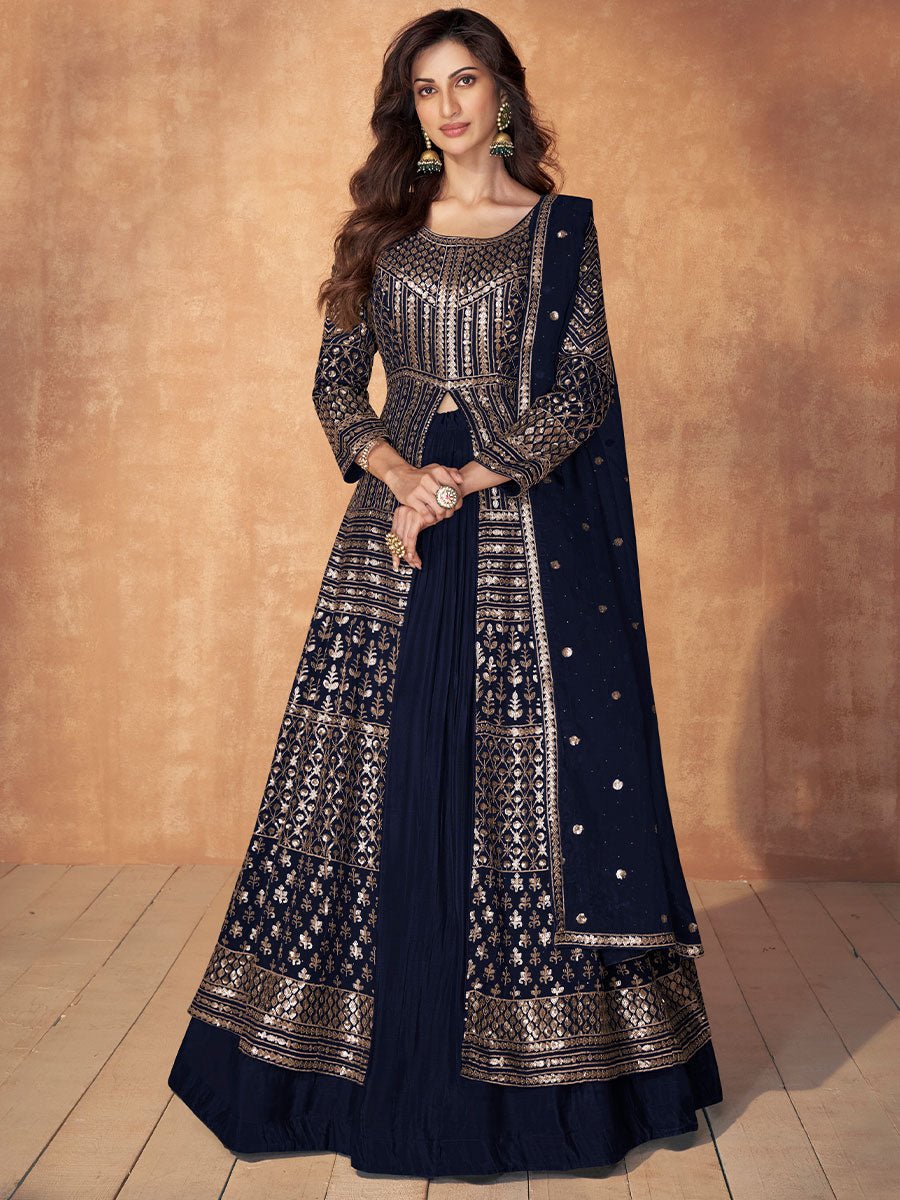 Midnight Blue Designer Georgette Salwar Suit
