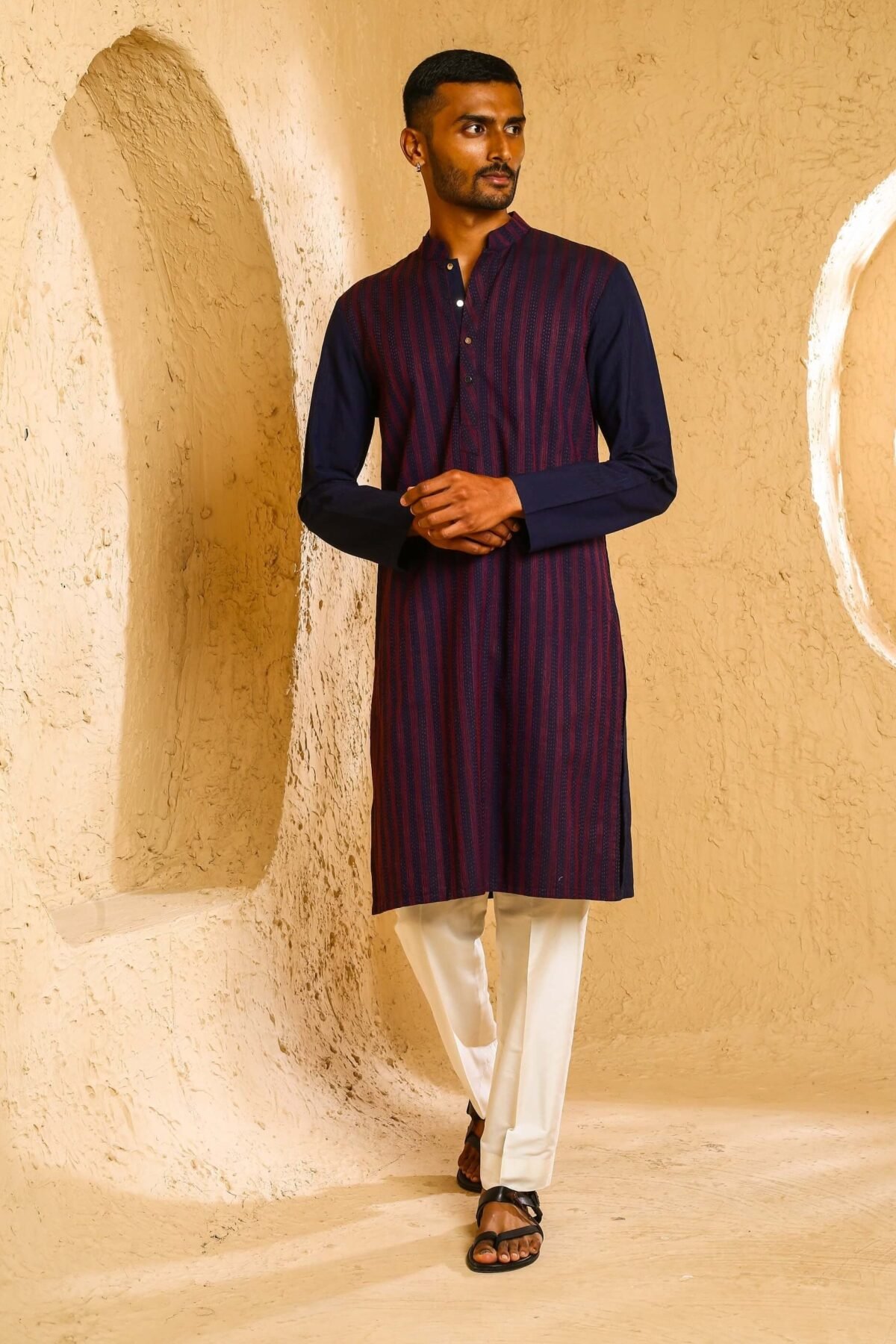 Navy maroon thread kurta with pant