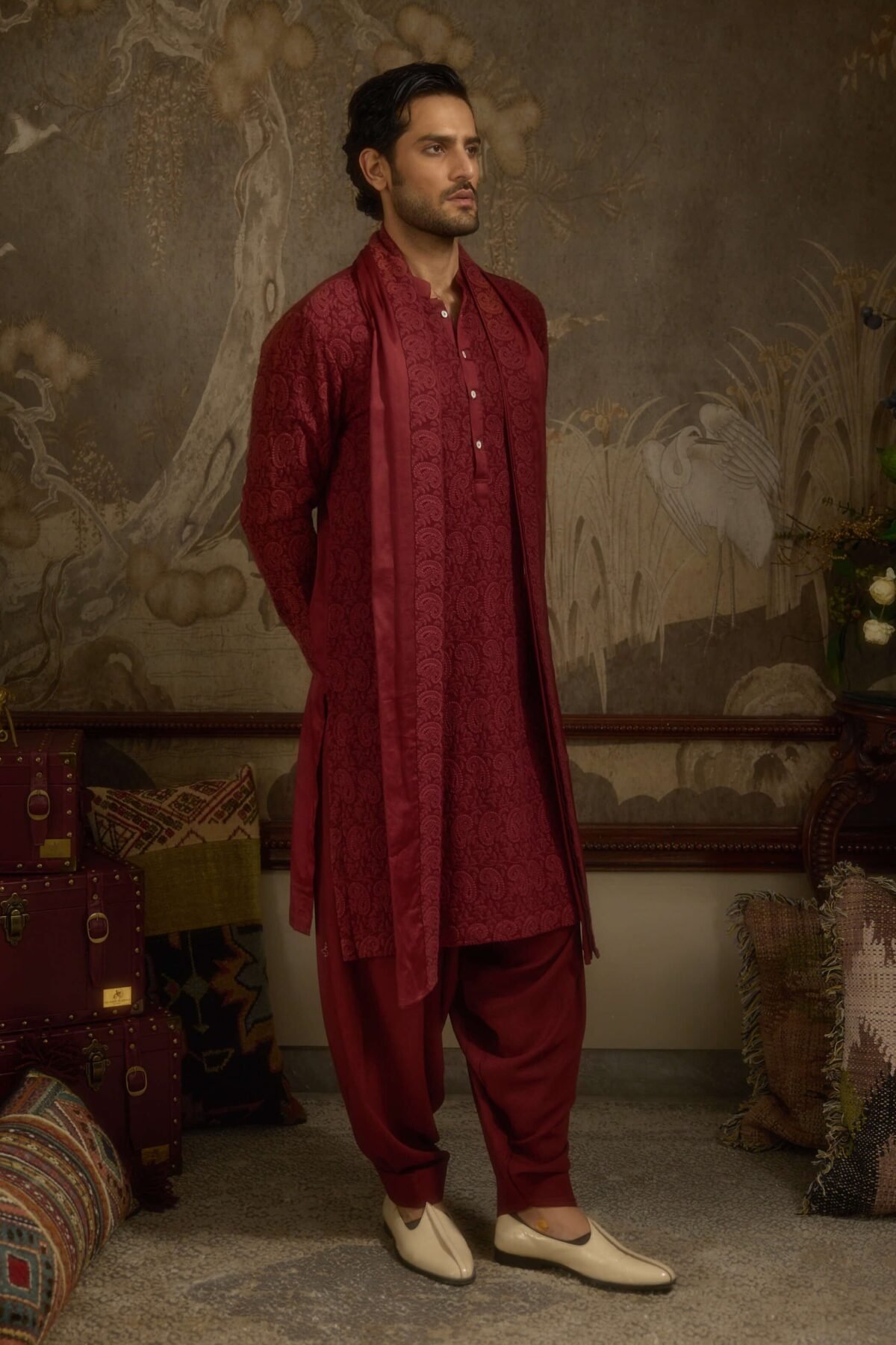 Shahgul maroon kurta set