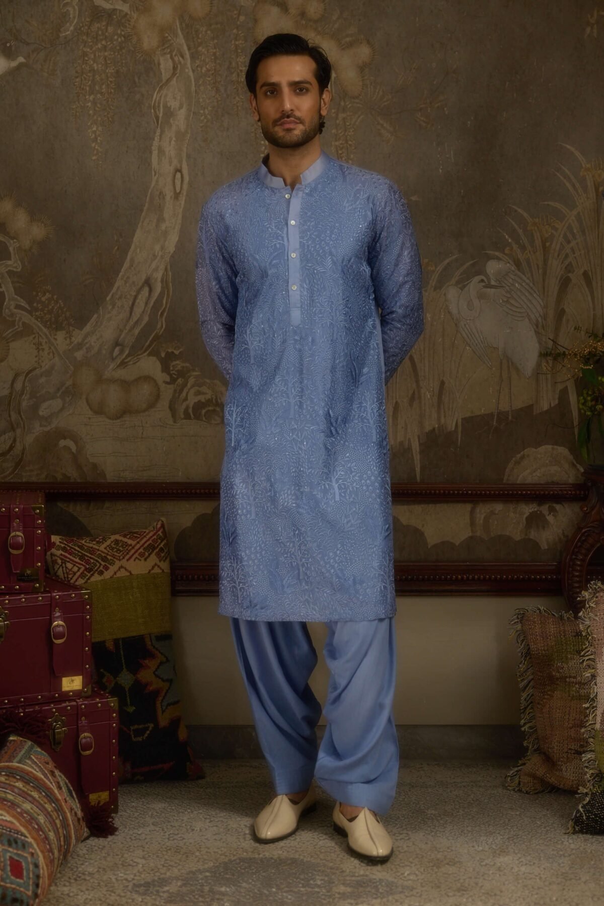 Fiza gul sky blue kurta set