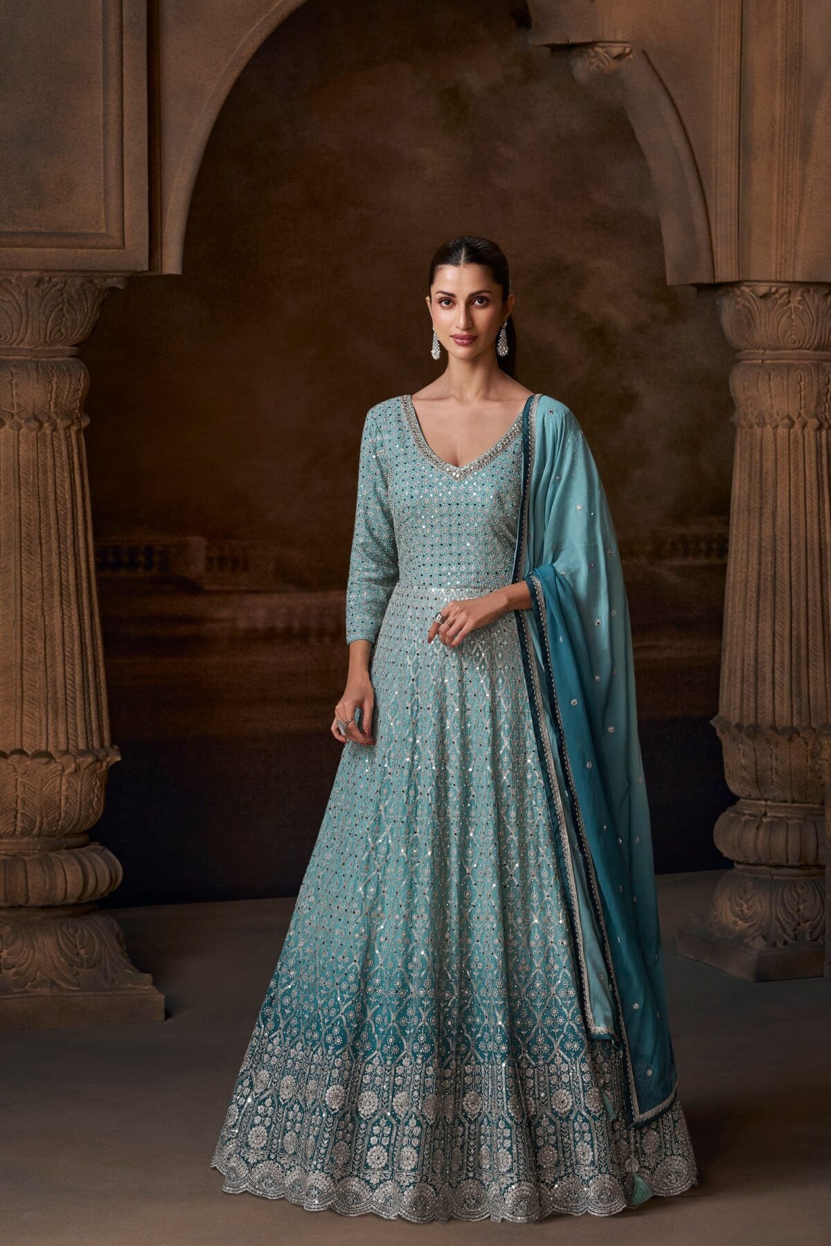 Georgette Anarkali Gowns Ready-Made Party Wear Dupatta Suits