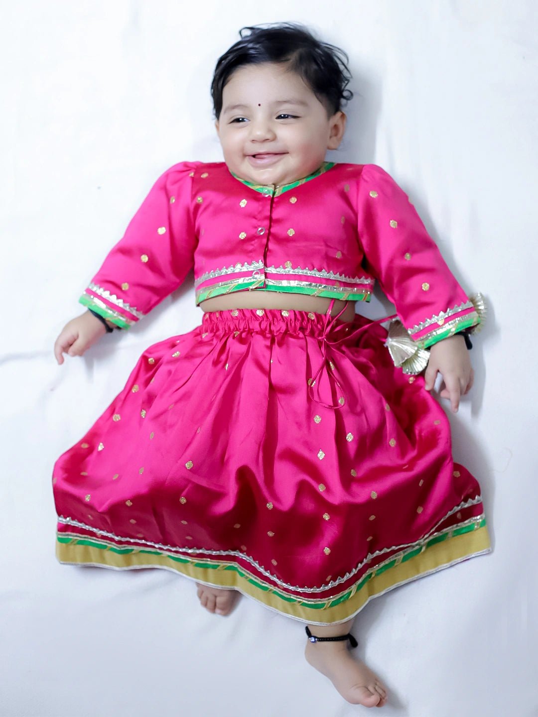 Fast Wear Infants Pink Explosion Lehanga Choli Set For Girls